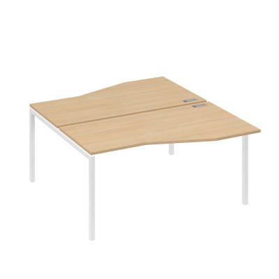 Станция со столами Техно эргономичными (2х160) каркас DUE натуральный дуб / металлокаркас белый А4 Б2 191 НД