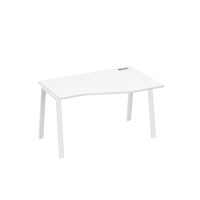 Стол "Техно" на металлокаркасе TRE эргономичный правый белый премиум / металлокаркас белый А4 Б3 064 БП
