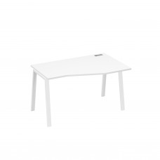 Стол "Техно" на металлокаркасе TRE эргономичный правый белый премиум / металлокаркас белый А4 Б3 064 БП