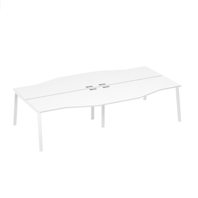 Станция на каркасе TRE со столами Техно 4х160 белый премиум / металлокаркас белый А4 Б3 191-2 БП