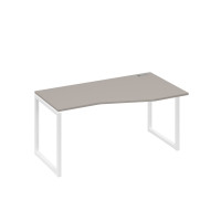 Стол на металлокаркасе QUATTRO эргономичный правый "Техно" мокко премиум / металлокаркас белый А4 Б4 066 МП