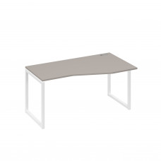 Стол на металлокаркасе QUATTRO эргономичный правый "Техно" мокко премиум / металлокаркас белый А4 Б4 066 МП