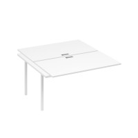 Секция стола рабочей станции на металлокаркасе DUE (2х140) белый премиум / металлокаркас белый А4 Б2 177-1 БП