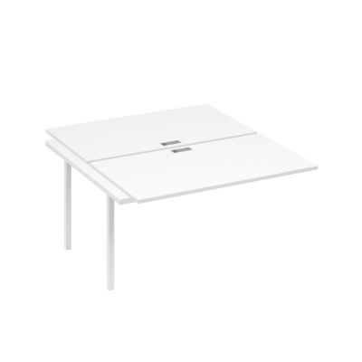 Секция стола рабочей станции на металлокаркасе DUE (2х140) белый премиум / металлокаркас белый А4 Б2 177-1 БП