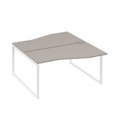 Станция каркас QUATTRO столы 2х160 Техно эргономичные мокко премиум / металлокаркас белый А4 Б4 191 МП