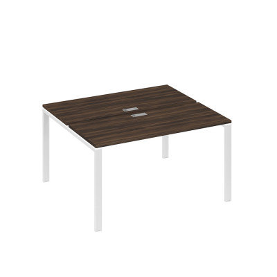 Рабочая станция на каркасе UNO столы 2х140 дуб ристретто/ металлокаркас белый А4 Б1 171 ДР