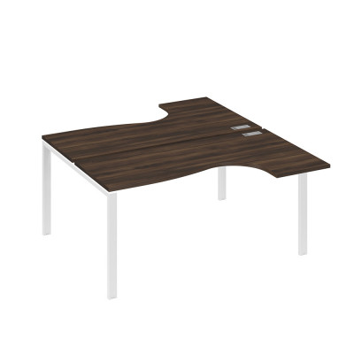 Рабочая станция UNO (2х160) со столами эргономичными дуб ристретто/ металлокаркас белый А4 Б1 182 ДР