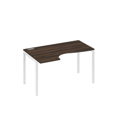 Стол "Классика" эргономичный левый на металлокаркасе DUE дуб ристретто/ металлокаркас белый А4 Б2 043 ДР