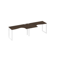 Станция столы 2х140 Классика эргономичные опоры QUATTRO дуб ристретто/ металлокаркас белый А4 Б4 033-2 ДР