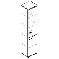 Шкаф узкий стеклянные дери в рамке правый (топ ДСП) вяз либерти / мокко премиум МР 9486 ВЛ/МП/МП