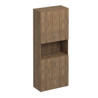 Шкаф для документов закрытый 4-дверный с нишей дуб шамони темный К 374