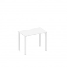 Стол письменный на металлокаркасе, столешница с вырезом белый премиум / белый гладкий А1 БГ 002.2 БП