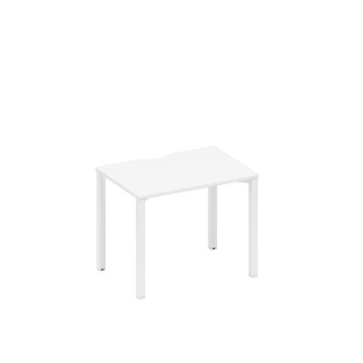 Стол письменный на металлокаркасе, столешница с вырезом белый премиум / белый гладкий А1 БГ 012.2 БП