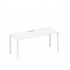 Стол письменный на металлокаркасе, столешница с заглушкой белый премиум / белый гладкий А1 БГ 016 БП