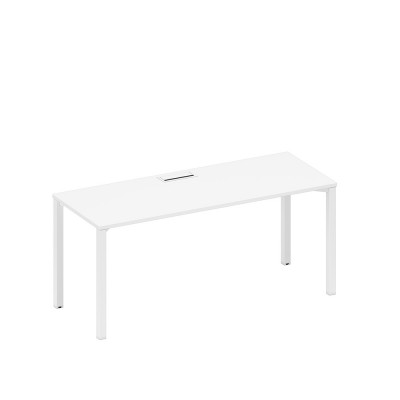 Стол письменный на металлокаркасе, столешница с заглушкой белый премиум / белый гладкий А1 БГ 016 БП