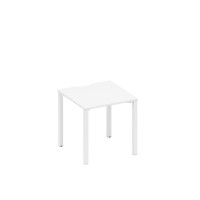 Стол письменный на металлокаркасе, столешница с вырезом белый премиум / белый гладкий А1 БГ 021.2 БП