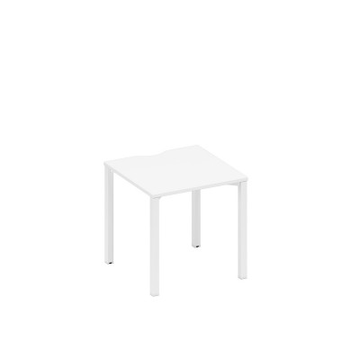 Стол письменный на металлокаркасе, столешница с вырезом белый премиум / белый гладкий А1 БГ 021.2 БП