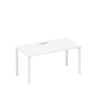 Стол письменный на металлокаркасе, столешница с заглушкой белый премиум / белый гладкий А1 БГ 025 БП