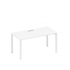 Стол письменный на металлокаркасе, столешница с заглушкой белый премиум / белый гладкий А1 БГ 025 БП