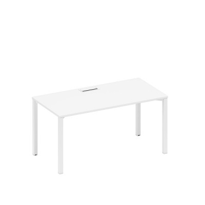 Стол письменный на металлокаркасе, столешница с заглушкой белый премиум / белый гладкий А1 БГ 025 БП