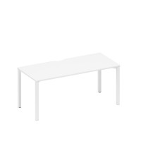 Стол письменный на металлокаркасе, столешница с вырезом белый премиум / белый гладкий А1 БГ 026.2 БП
