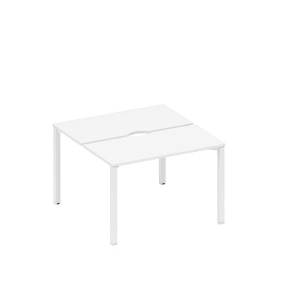 Рабочая станция на металлокаркасе, столешницы с вырезом (2*120) белый премиум / белый гладкий А1 БГ 170.2 БП