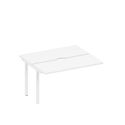 Секция стола рабочей станции на металлокаркасе, столешницы с вырезом белый премиум / белый гладкий А1 БГ 171.2-1 БП