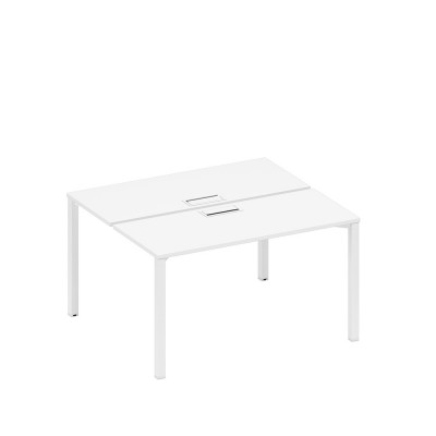 Рабочая станция на металлокаркасе, столешницы с заглушкой (2*140) белый премиум / белый гладкий А1 БГ 171 БП