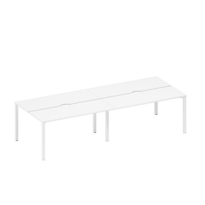 Рабочая станция на металлокаркасе, столешницы с вырезом (4*160) белый премиум / белый гладкий А1 БГ 172.2-2 БП