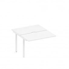 Секция стола рабочей станции на металлокаркасе, столешницы с вырезом белый премиум / белый гладкий А1 БГ 173.2-1 БП