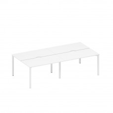 Рабочая станция на металлокаркасе, столешницы с вырезом белый премиум / белый гладкий А1 БГ 174.2-2 БП