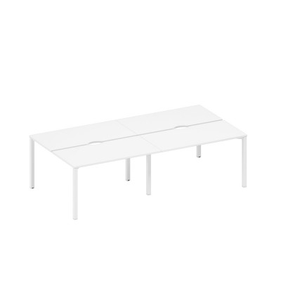 Рабочая станция на металлокаркасе, столешницы с вырезом белый премиум / белый гладкий А1 БГ 174.2-2 БП