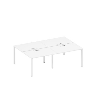 Рабочая станция на металлокаркасе, столешницы с заглушкой (4*120) белый премиум / белый гладкий А1 БГ 176-2 БП