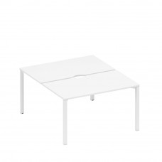 Рабочая станция на металлокаркасе, столешницы с вырезом (2*140) белый премиум / белый гладкий А1 БГ 177.2 БП