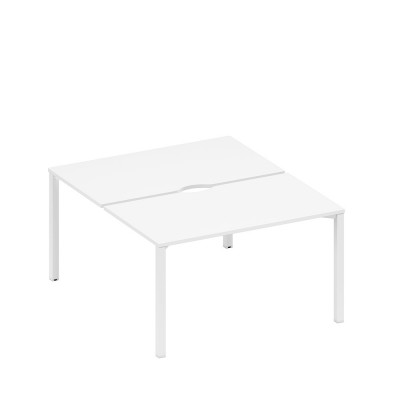 Рабочая станция на металлокаркасе, столешницы с вырезом (2*140) белый премиум / белый гладкий А1 БГ 177.2 БП