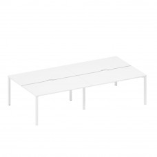 Рабочая станция на металлокаркасе, столешницы с вырезом (4*160) белый премиум / белый гладкий А1 БГ 178.2-2 БП