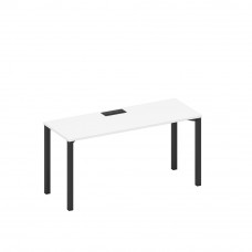 Стол письменный на металлокаркасе, столешница с заглушкой белый премиум / черный гладкий А1 ЧР 005 БП