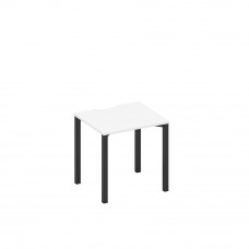 Стол письменный на металлокаркасе, столешница с вырезом белый премиум / черный гладкий А1 ЧР 011.2 БП