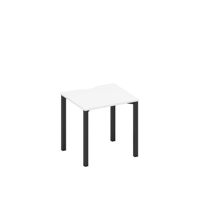 Стол письменный на металлокаркасе, столешница с вырезом белый премиум / черный гладкий А1 ЧР 011.2 БП