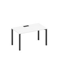 Стол письменный на металлокаркасе, столешница с заглушкой белый премиум / черный гладкий А1 ЧР 024 БП