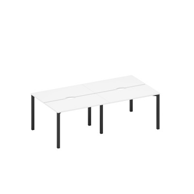 Рабочая станция на металлокаркасе, столешницы с вырезом (4*120) белый премиум / черный гладкий А1 ЧР 170.2-2 БП