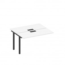 Секция стола рабочей станции на металлокаркасе, столешницы с заглушкой белый премиум / черный гладкий А1 ЧР 171-1 БП