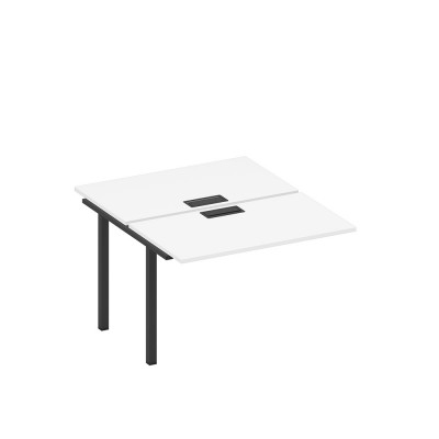 Секция стола рабочей станции на металлокаркасе, столешницы с заглушкой белый премиум / черный гладкий А1 ЧР 173-1 БП