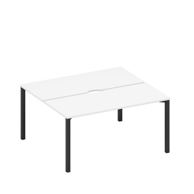 Рабочая станция на металлокаркасе, столешницы с вырезом (2*160) белый премиум / черный гладкий А1 ЧР 175.2 БП