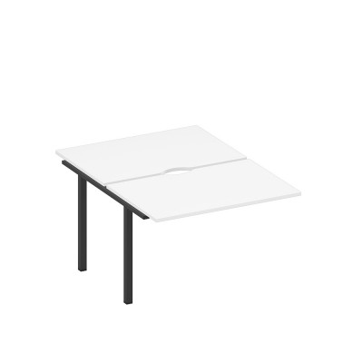 Секция стола рабочей станции на металлокаркасе, столешницы с вырезом белый премиум / черный гладкий А1 ЧР 176.2-1 БП