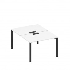 Рабочая станция на металлокаркасе, столешницы с заглушкой (2*120) белый премиум / черный гладкий А1 ЧР 176 БП