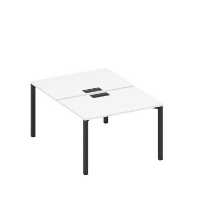 Рабочая станция на металлокаркасе, столешницы с заглушкой (2*120) белый премиум / черный гладкий А1 ЧР 176 БП