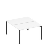 Секция стола рабочей станции на металлокаркасе, столешницы с заглушкой белый премиум / черный гладкий А1 ЧР 177-1 БП