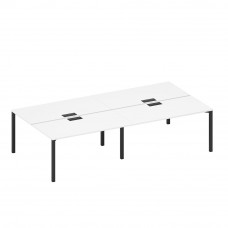 Рабочая станция на металлокаркасе, столешницы с заглушкой (4*160) белый премиум / черный гладкий А1 ЧР 178-2 БП
