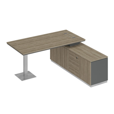 Стол руководителя на опорной тумбе дуб гладстоун светлый / антрацит премиум / дуб гладстоун светлый СИ 101 ДС АР ДС